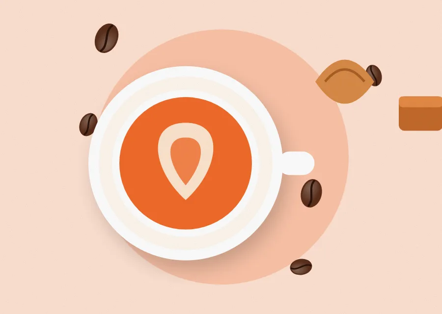 Tách cà phê gu cân bằng bên hạnh nhân và caramel